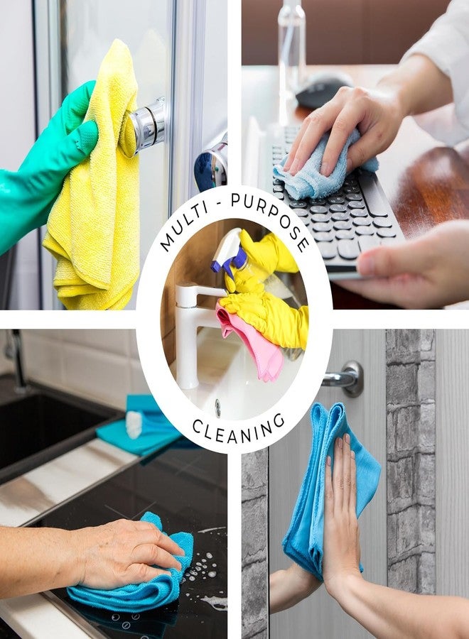 UrbanBite Microfiber Cleaning Cloths 40x40 cm 340 GSM (Pack of 4) Ultimate Multi-Purpose Solution for Home, Office, and Car, Highly Absorbent, Lint and Streak Free, Gentle on Surface (Random Colours) - Image 4